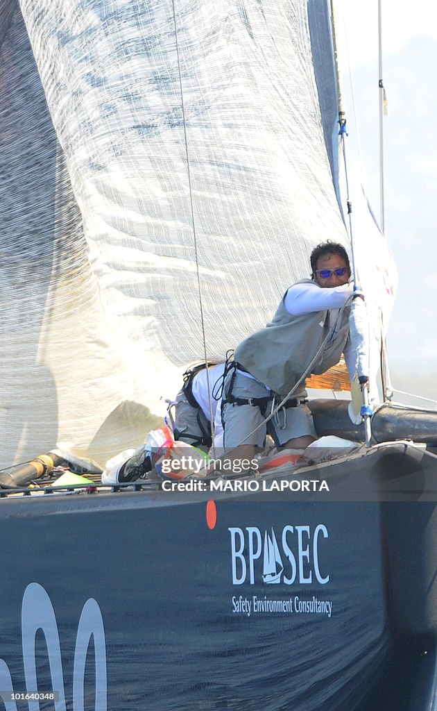 Crew members of Russian Sailing Team Sin