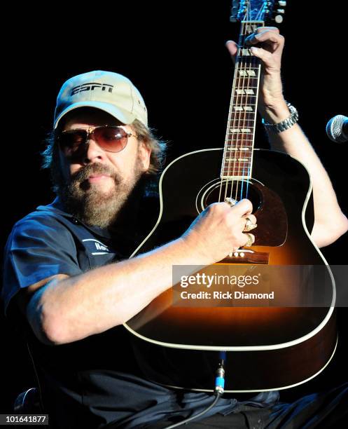 Singer/Songwriter Hank Williams Jr. Performs during the 2010 BamaJam Music & Arts Festival at the corner of Hwy 167 and County Road 156 on June 4,...