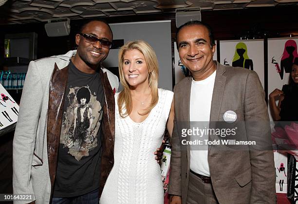 Wayne Brady, Melanie Segal and Iqbal Theba attend the Melanie Segal's Celebrity S.O.S Lounge at House of Blues Sunset Strip on June 4, 2010 in West...