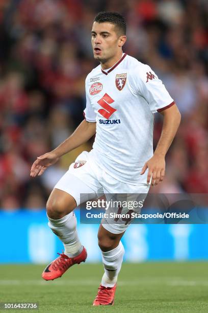 Iago Falque of Torino in action during the pre-season friendly match between Liverpool and Torino at Anfield on August 7, 2018 in Liverpool, England.