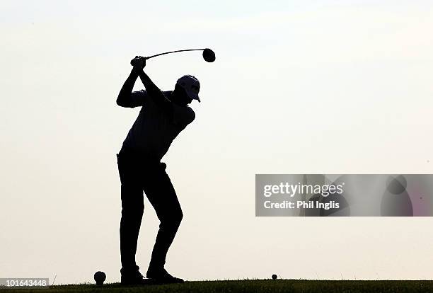 Mike Harwood of Australia in action during the second round of The Matrix Jersey Classic played at La Moye Golf Club on June 5, 2010 in St Helier,...