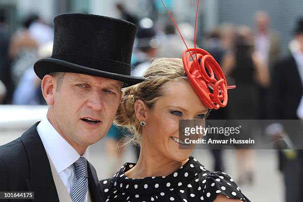 Jeremy Kyle and wife Carla attend the Investec Derby at Epsom Downs Racecourse on June 5, 2010 in Epsom, England