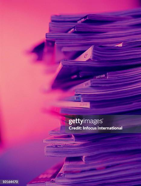 pile of magazines - magazine stack stock pictures, royalty-free photos & images