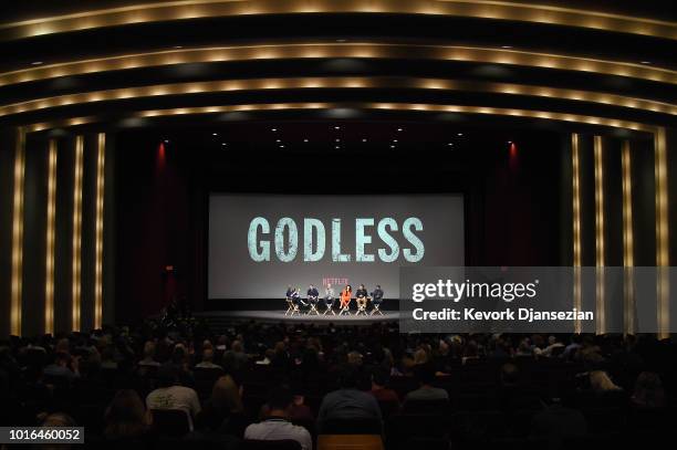 Moderator Anne Thompson, Creator/Writer/Director/Executive Producer Scott Frank, Executive Producer Casey Silver, Actress Michelle Dockery, Composer...