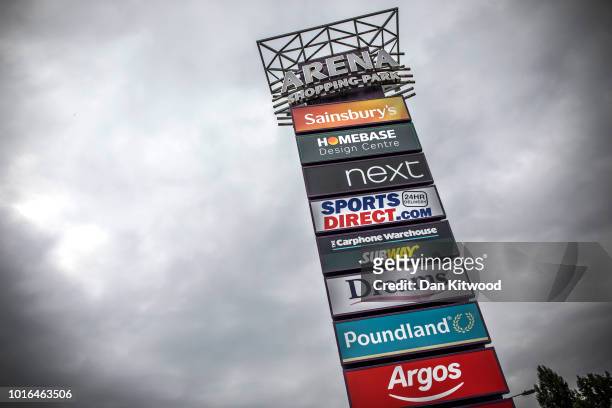 General view of a sign with an array of retailers including Homebase in Harringay on August 14, 2018 in London, England. The home and garden retailer...