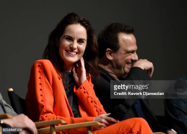 Actress Michelle Dockery and composer Carlos Rafael Rivera attend Netflix Celebrates 12 Emmy Nominations For 'Godless' at DGA Theater on August 9,...