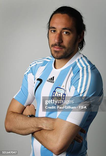 Jonas Gutierrez of Argentina poses during the official FIFA World Cup 2010 portrait session on June 5, 2010 in Pretoria, South Africa.