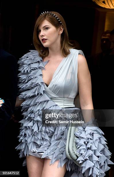 Anastasia Virganskaya, granddaughter of Mikhail Gorbachev leaves the Westbury Hotel on her way to the Raisa Gorbachev Foundation Party on June 5,...