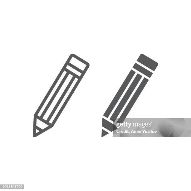 pencil line and glyph icon, tools and design, pen sign, vector graphics, a linear pattern on a white background, eps 10. - pencil icon stock illustrations