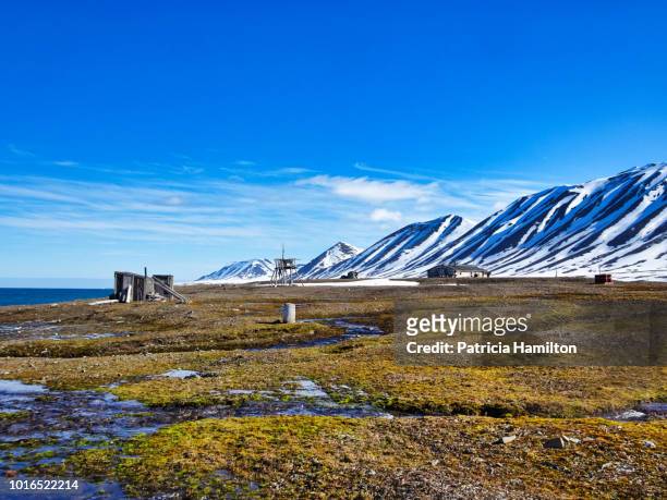 disused trappers' huts, mushamna, svalbard. - svalbard islands stock pictures, royalty-free photos & images