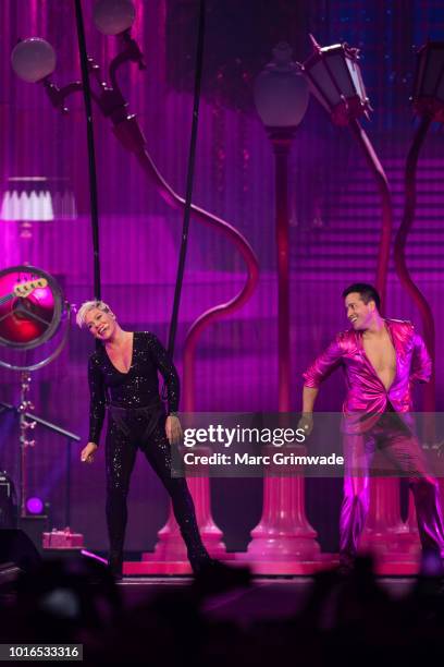 Pink performs at Brisbane Entertainment Centre on August 14, 2018 in Brisbane, Australia.