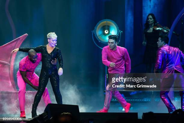 Pink performs at Brisbane Entertainment Centre on August 14, 2018 in Brisbane, Australia.
