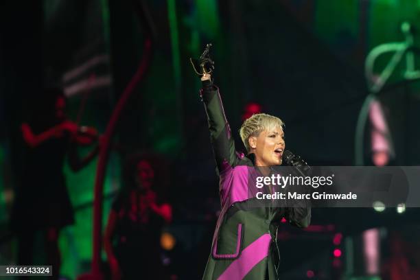 Pink performs at Brisbane Entertainment Centre on August 14, 2018 in Brisbane, Australia.