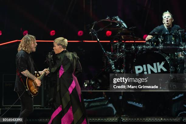 Pink performs at Brisbane Entertainment Centre on August 14, 2018 in Brisbane, Australia.