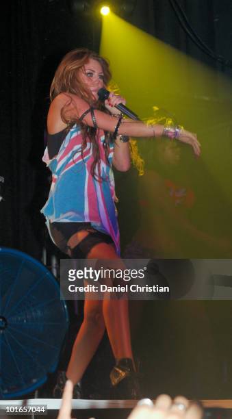 Miley Cyrus performing at G-A-Y, Heaven nightclub on June 06, 2010 in London, England.