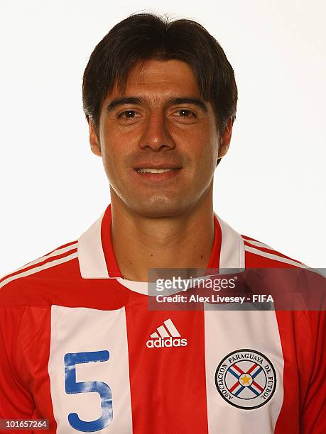 Julio Cesar Caceres of Paraguay poses during the official FIFA World Cup 2010 portrait session on June 5, 2010 in Durban, South Africa.