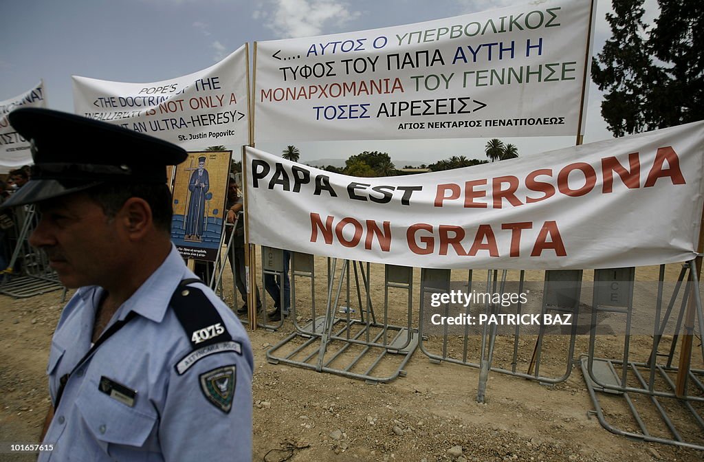 Greek Orthodox Cypriots protest outside