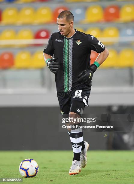 Pau Lopez of Real Betis in action during the Pre-Season Friendly match between Frosinone Calcio and Real Betis on August 9, 2018 in Frosinone, Italy.