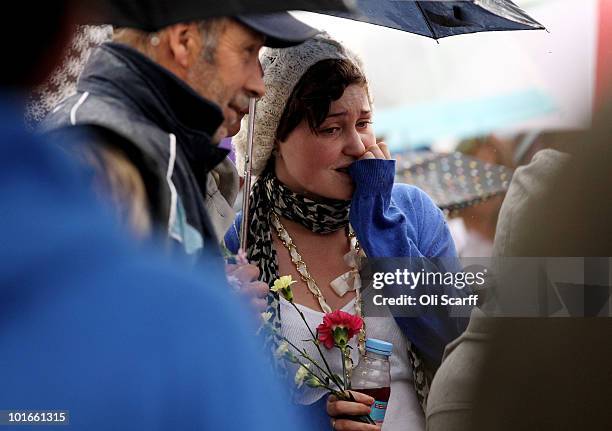 Mourners attend a service to pay tribute to the victims of gunman Derrick Bird on June 6, 2010 in Seascale, England. 12 people were shot dead and a...