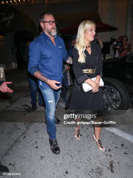 Tori Spelling and Dean McDermott are seen on August 13, 2018 in Los Angeles, California.