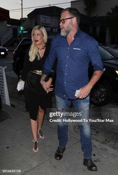 Dean McDermott and Tori Spelling are seen on August 13, 2018 in Los Angeles, CA.