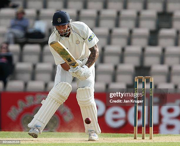 Nic Pothas of Hampshire in action during the LV- County Championship Division One match between Hampshire and Essex at The Rose Bowl on June 6, 2010...