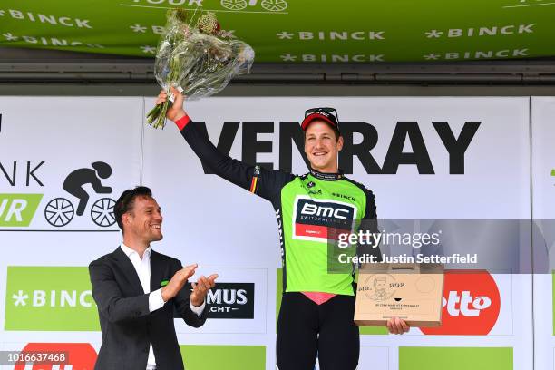 Podium / Stefan Kung of Switzerland and BMC Racing Team Green Leader Jersey / Celebration / during the 14th BinckBank Tour 2018, Stage 2 a 12,7km...