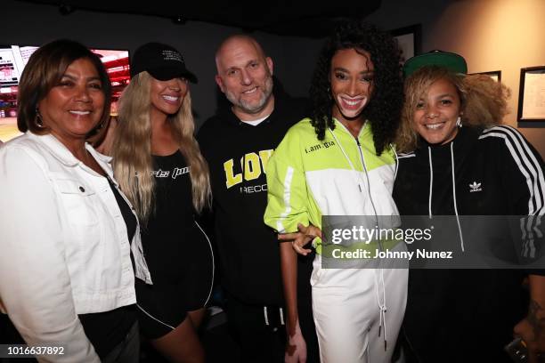 Carmen Surillo, La La Anthony, Steve Rifkind, Winnie Harlow, and Po Johnson backstage at PlayStation Theater on August 13, 2018 in New York City.