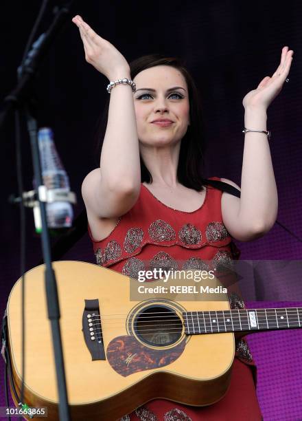 Scottish singer Amy Macdonald performs on stage at the Rock in Rio Madrid music festival on June 6, 2010 in Arganda del Rey, Spain.