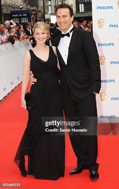 Actors Joanna Page and James Thornton arrive for the Philips British Academy Television Awards at the London Palladium on June 6, 2010 in London,...