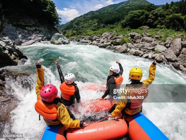 personal point of view of a white water river rafting excursion - white water rafting stock pictures, royalty-free photos & images