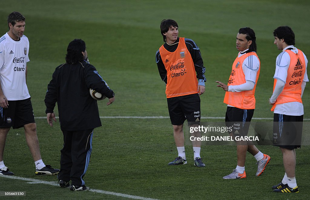 Argentina's coach Diego Maradona (2ndL)