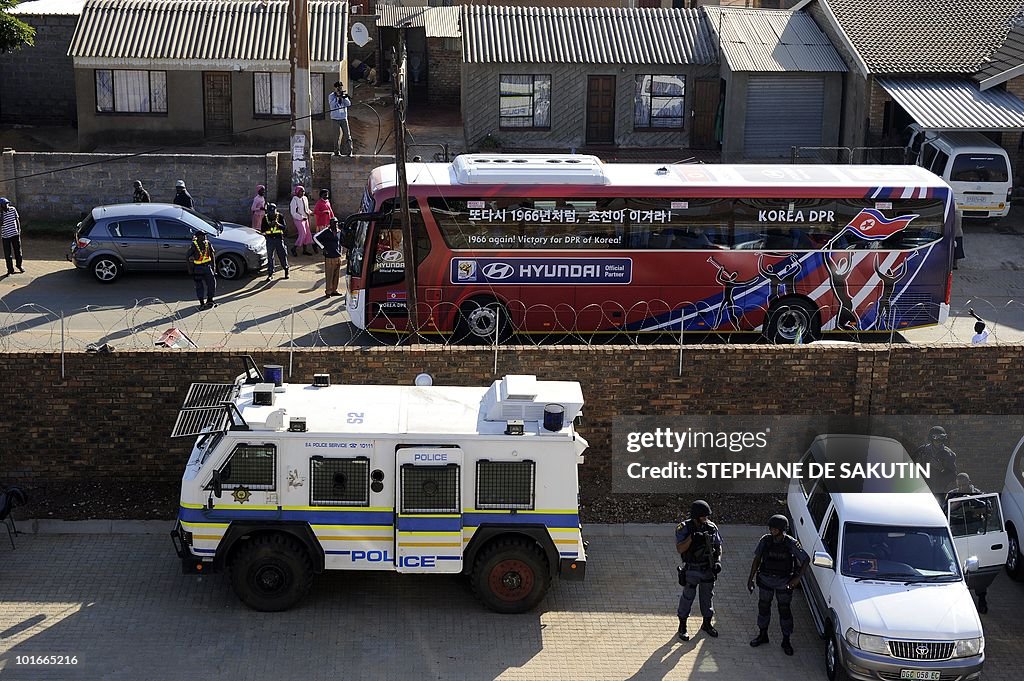 The bus carrying the North Korea's footb