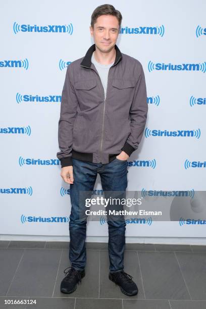 Actor Topher Grace visits the SiriusXM Studios on August 14, 2018 in New York City.