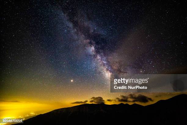 Milky Way captured with long exposure photography technique on 13 August 2018, at Mount Olympus, over 2000m high in Greece. Milky Way is the visible...