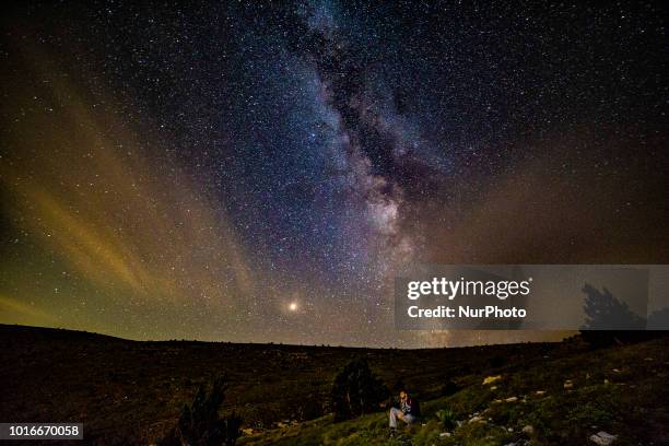 Milky Way captured with long exposure photography technique on 13 August 2018, at Mount Olympus, over 2000m high in Greece. Milky Way is the visible...