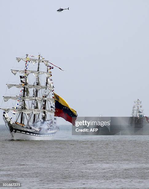 Venezuelan school boat Simon Bolivar arrives to Don Diego port in Santo Domingo on June 6, 2010. The international event, which upon reaching this...