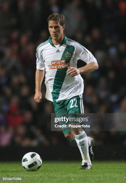 Ragnvald Soma of SK Rapid Vienna in action during the UEFA Europa League Play Off second leg match between Aston Villa and SK Rapid Vienna at Villa...