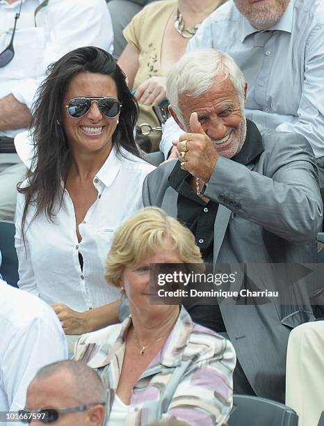 Jean-Paul Belmondo and Barbara Gandolfi are seen at the French Open on June 6, 2010 in Paris, France.