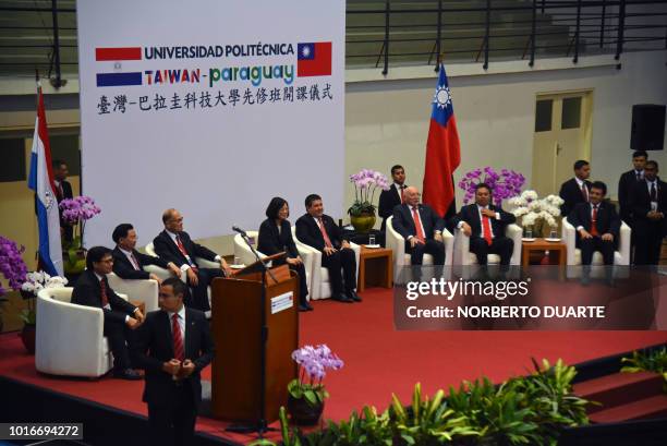 Paraguayan President Horacio Cartes and Taiwanese President Tsai Ing-wen , attend the inauguration of the academic year at the Polytechnic University...