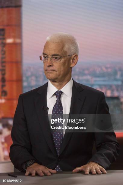 Jim Rossman, head of shareholder advisory and managing director at Lazard Freres & Co., listens during a Bloomberg Television interview in New York,...