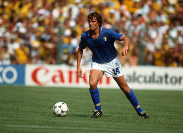 July 1982 - FIFA World Cup - Italy v Brazil - Marco Tardelli of Italy -