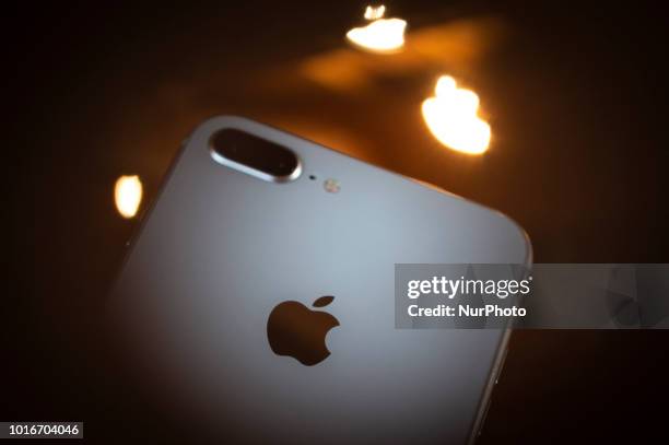 An Apple iPhone 8 plus is seen in this photo illustration on August 14, 2018.