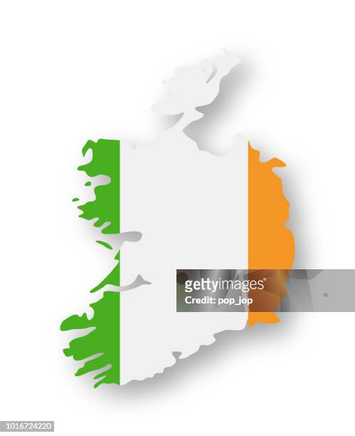 ireland - contour country flag vector flat icon - republic of ireland flag stock illustrations