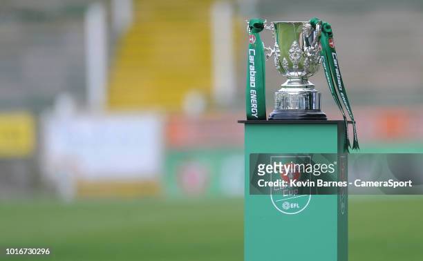 The Carabao Cup on display ahead of tonights match during the Sky Bet League Two match between Yevoil Town and Mansfield Town at Huish Park on August...