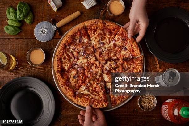 pizza for 2 - pizza directly above stock pictures, royalty-free photos & images