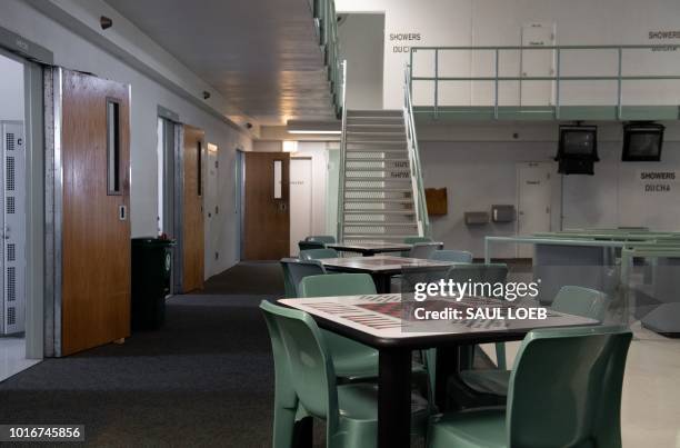 Common area and cell room doors are seen inside the Caroline Detention Facility in Bowling Green, Virginia, on August 13, 2018. - A former regional...