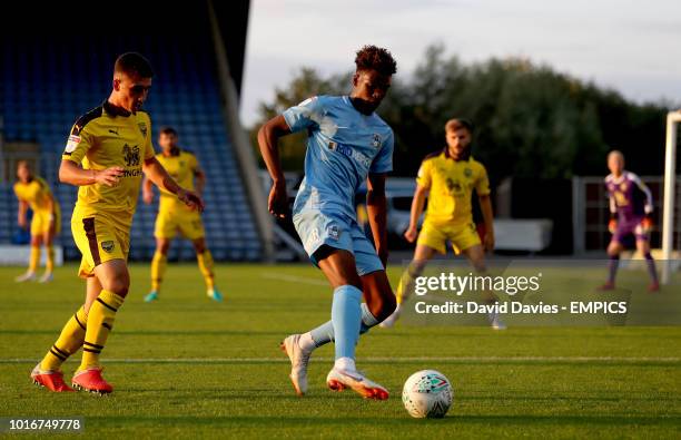 Coventry City's Dujon Sterling in action Oxford United v Coventry City - Carabao Cup - First Round - Kassam Stadium .