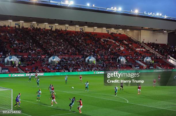 General view of play during the Carabao Cup First Round match between Bristol City and Plymouth Argyle at Ashton Gate on August 14, 2018 in Bristol,...