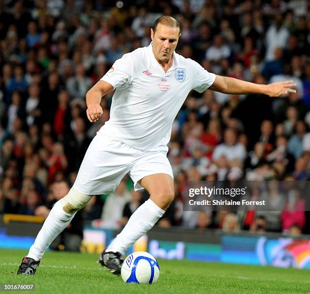 Paddy McGuiness participates in Soccer Aid in aid of UNICEF at Old Trafford on June 6, 2010 in Manchester, England.